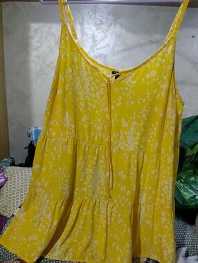 torrid Yellow Floral Tie-Front Tiered Mini Dress